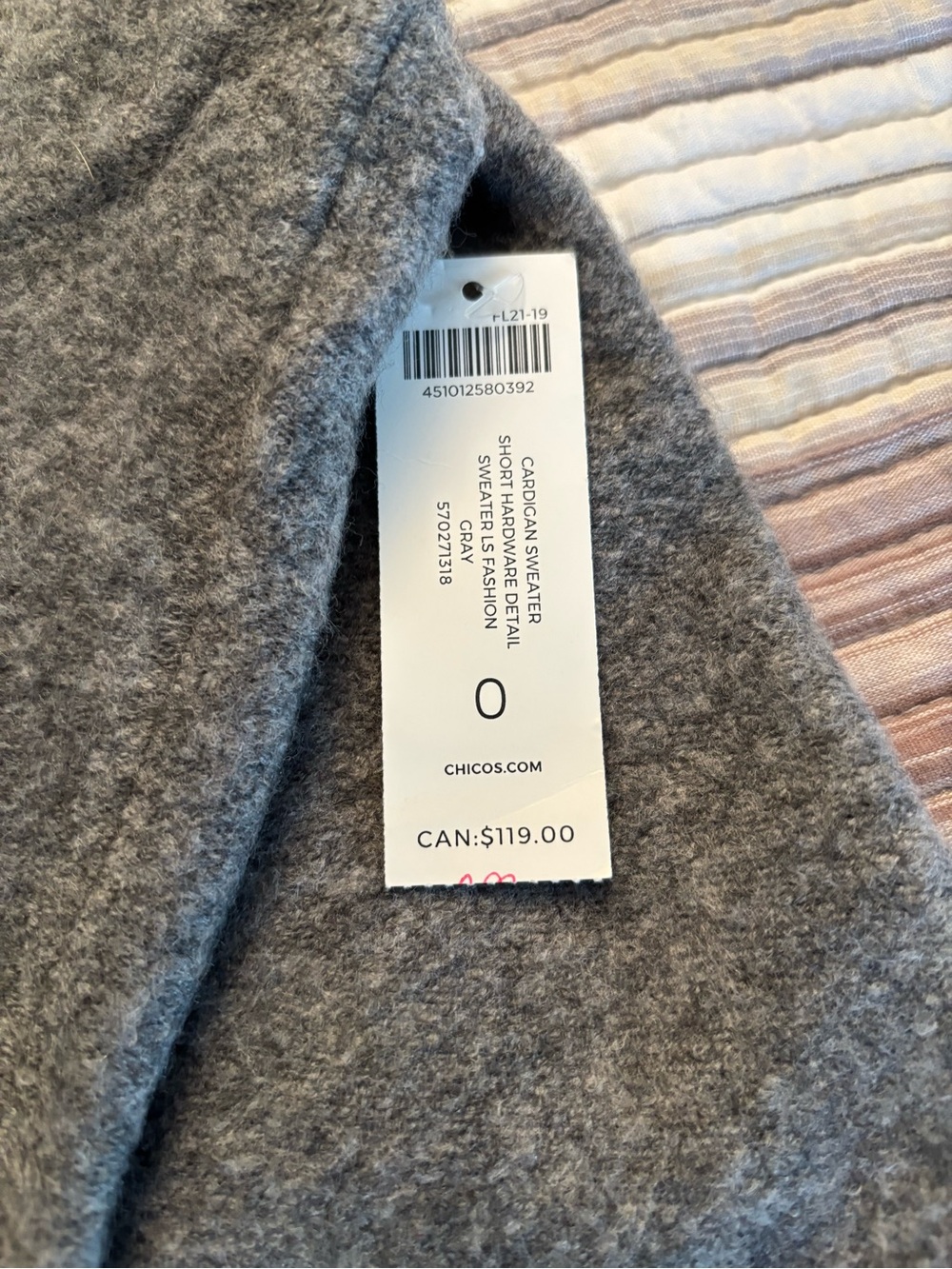 NWT Chico’s Gray Wool-Blend Open Cardigan Size 0 - Picture 2 of 5